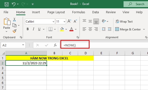 hàm NOW trong excel 01