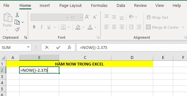 hàm NOW trong excel 02