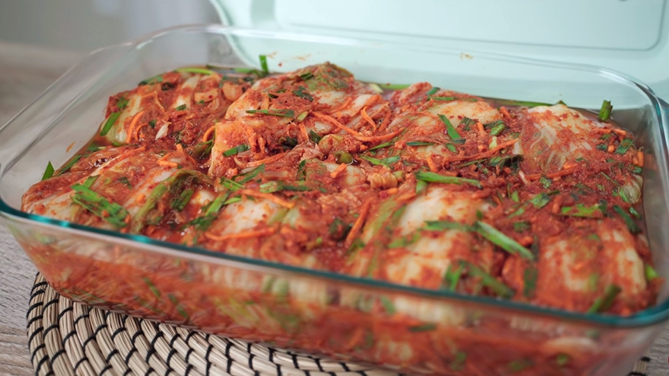 Kim chi sau khi ướp xong