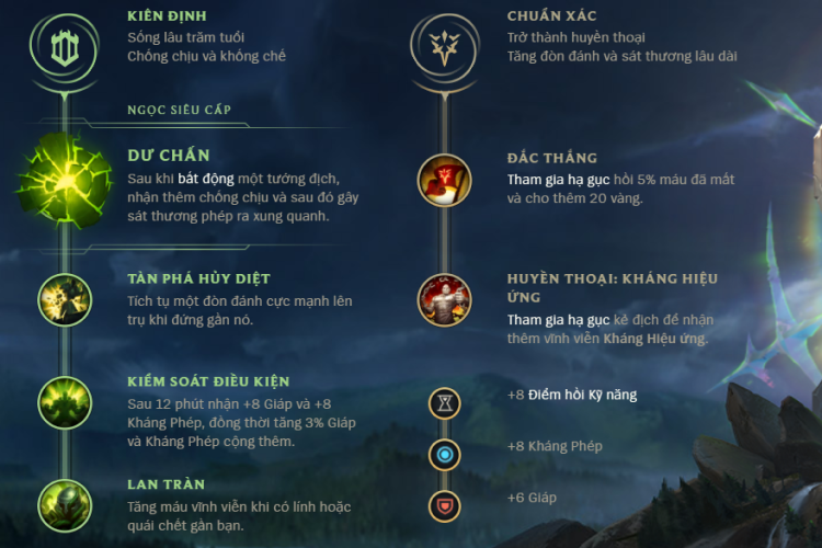 Bảng ngọc tăng chỉ số chống chịu cho Ornn
