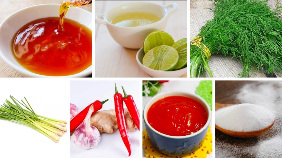 nguyên liệu làm nước mắm sả, gừng, thì là