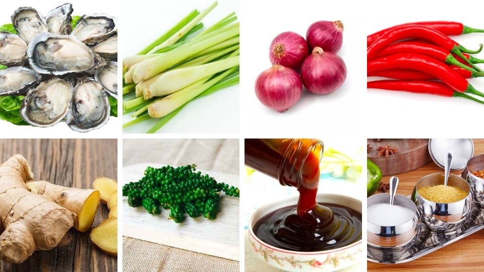 nguyên liệu làm hàu hấp sả