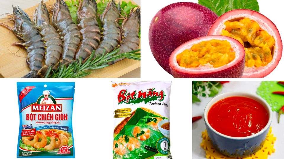 nguyên liệu làm tôm sốt chanh dây