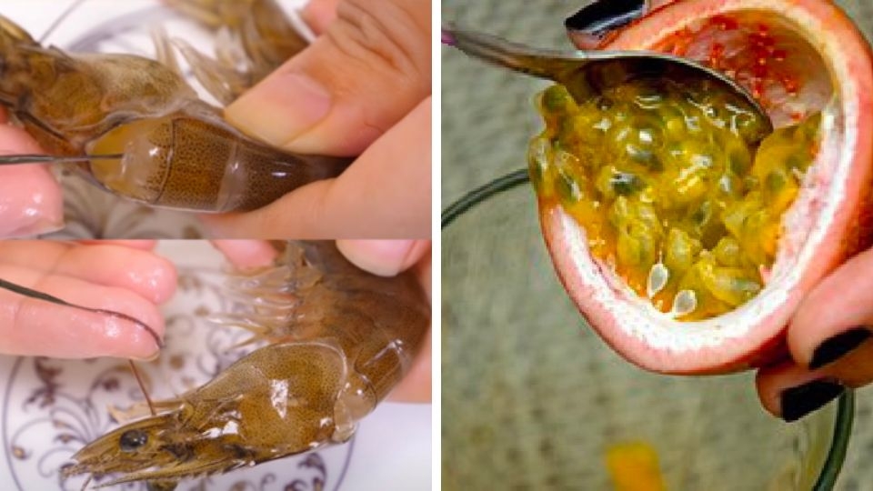 sơ chế nguyên liệu làm tôm sốt chanh dây