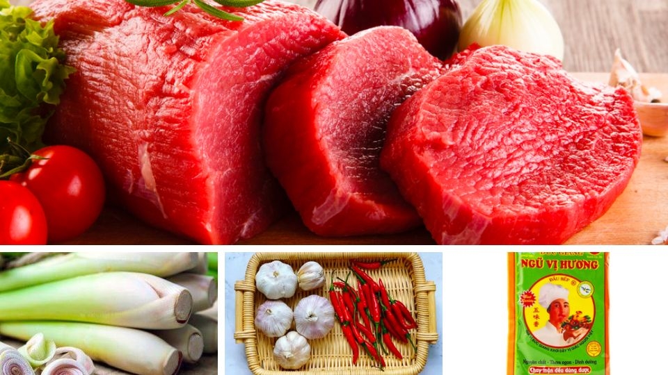 nguyên liệu làm bò xào sả ớt