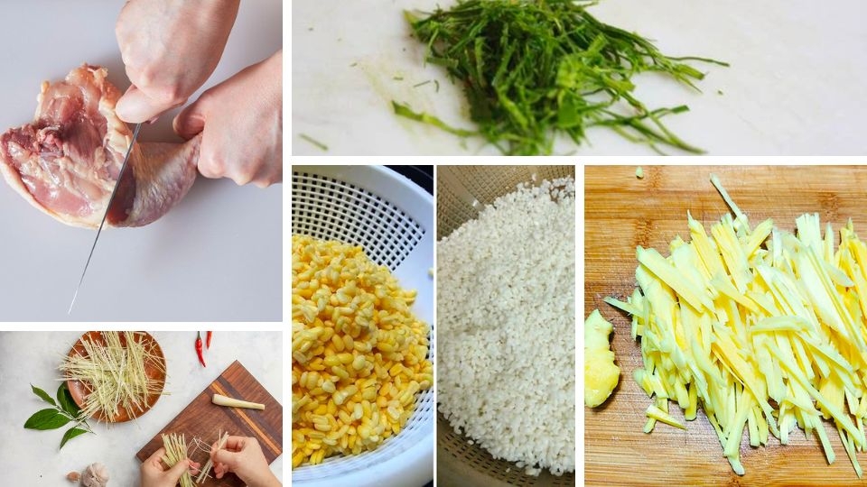 sơ chế nguyên liệu làm gà rang muối
