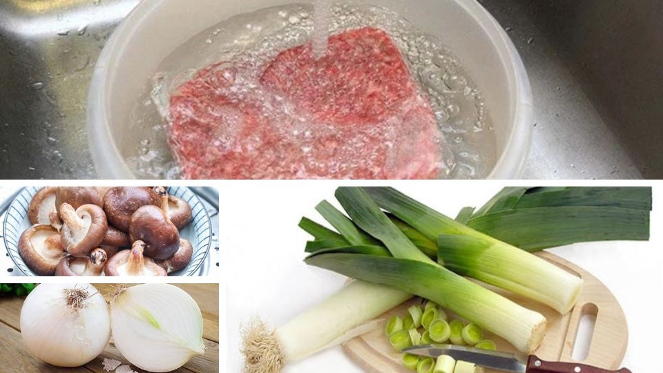 sơ chế nguyên liệu làm mì lạnh Naengmyeon-bibim