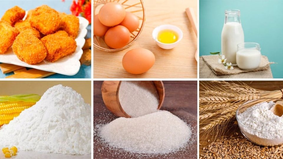 Nguyên liệu làm bánh sữa tươi chiên (cách 2)