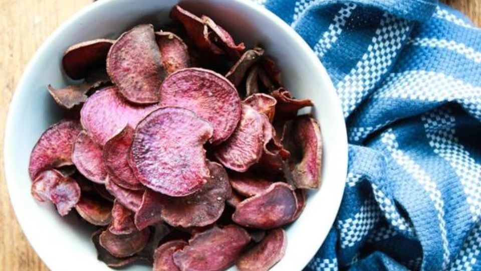 Thành phẩm khoai lang tím nướng bằng nồi chiên không dầu