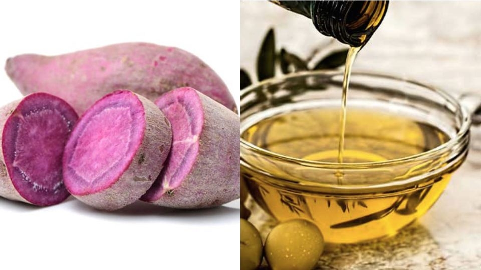 Nguyên liệu làm khoai lang tím nướng bằng nồi chiên không dầu cho 2 người