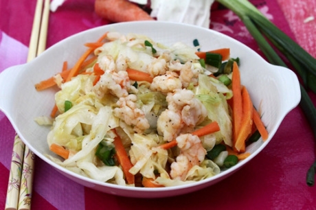 Bắp cải xào tôm