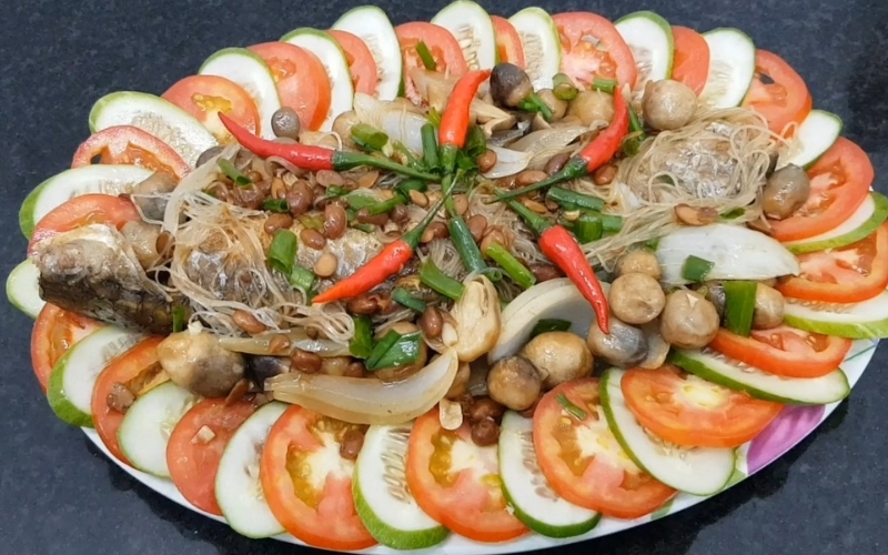 cá đối hấp tương hột