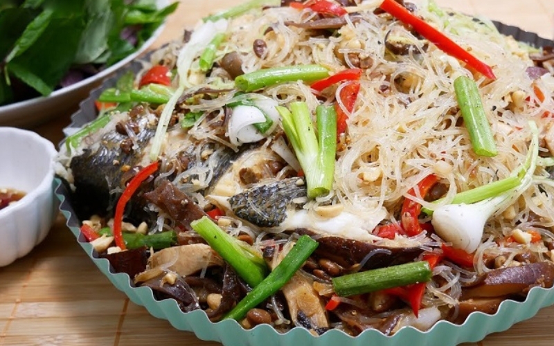 Cá bơn hấp bún tàu
