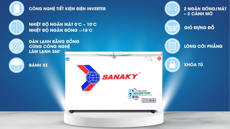 Tủ đông Sanaky Inverter 280L VH-4099W3