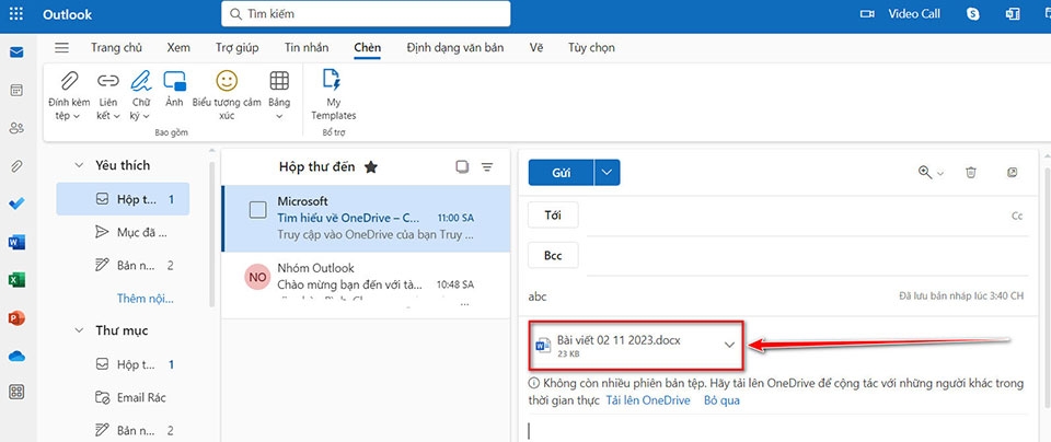 Cách đính kèm email trong Outlook - Ảnh 05