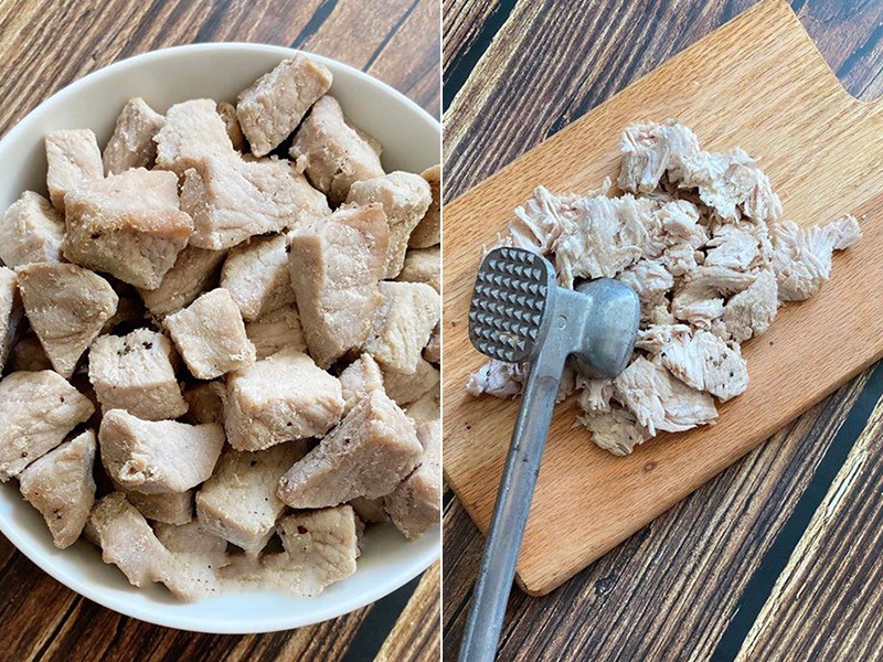 Giã thịt là một trong các cách làm chà bông