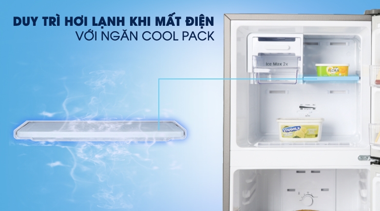 Công nghệ Mr.Coolpack giúp duy trì hơi lạnh trong vòng 12 giờ khi mất điện