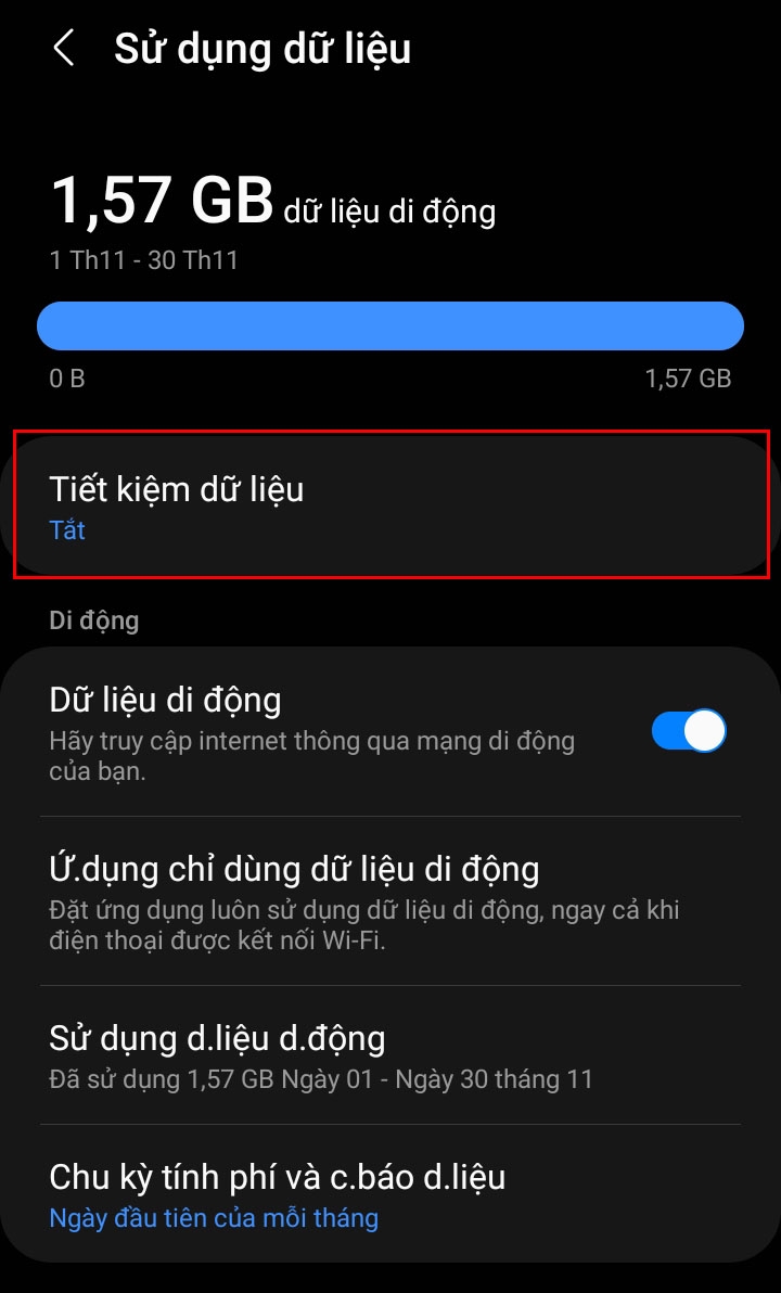 hướng dẫn cách tắt tiết kiệm dữ liệu 3G, 4G, 5G 02