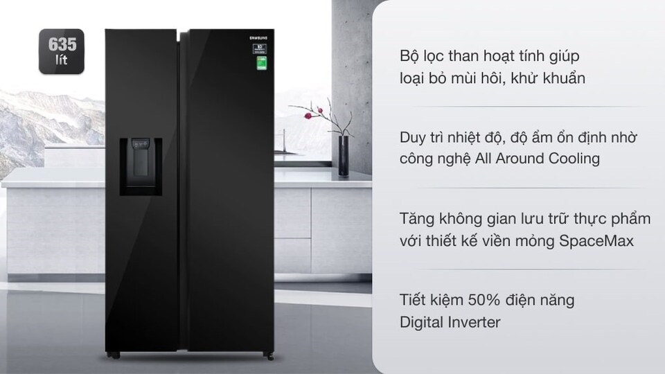 Bộ lọc than hoạt tính giúp khử mùi của tủ lạnh Samsung Inverter