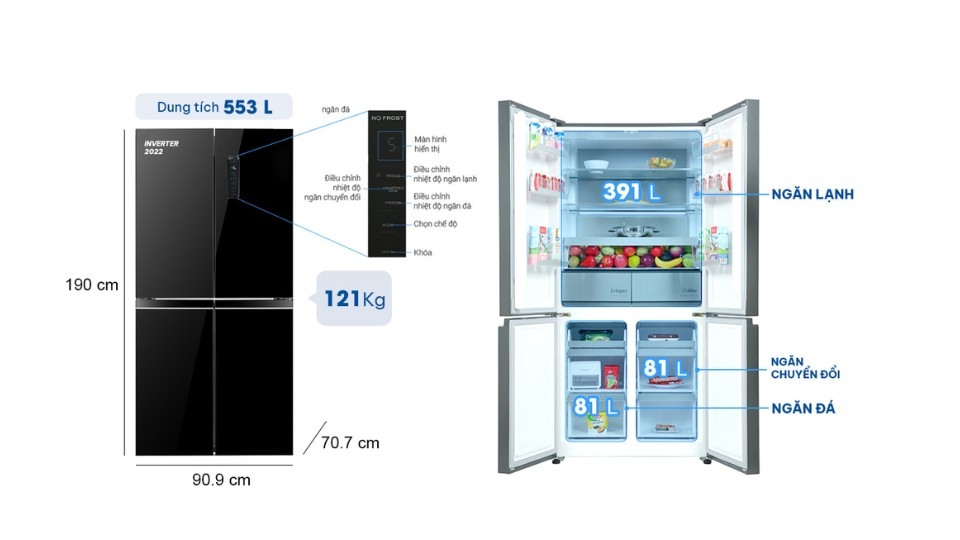Tủ lạnh Beko Inverter Multi Door 553l