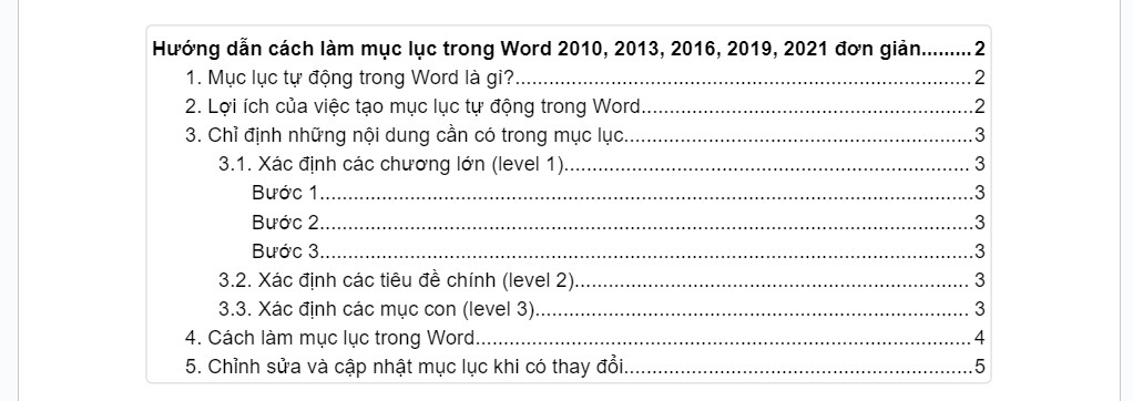 Định dạng mục lục trong Google Docs 2