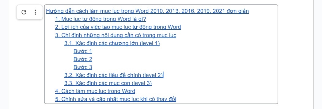 Định dạng mục lục trong Google Docs 3