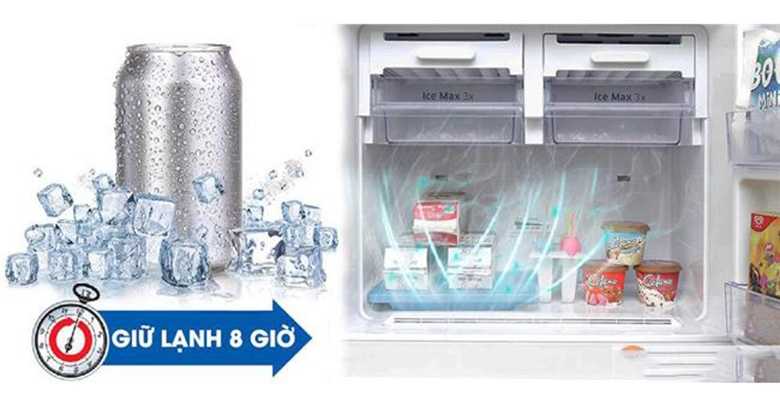 Công nghệ Mr.Coolpack giúp duy trì mức nhiệt cho ngăn đông đến 8 giờ đồng hồ