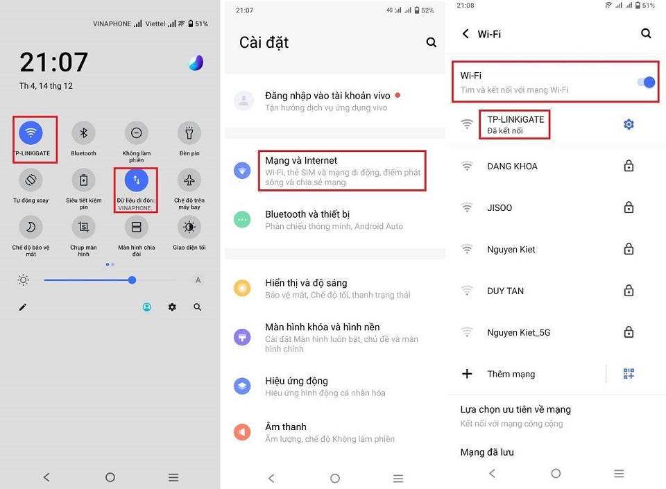 Kiểm tra kết nối wifi