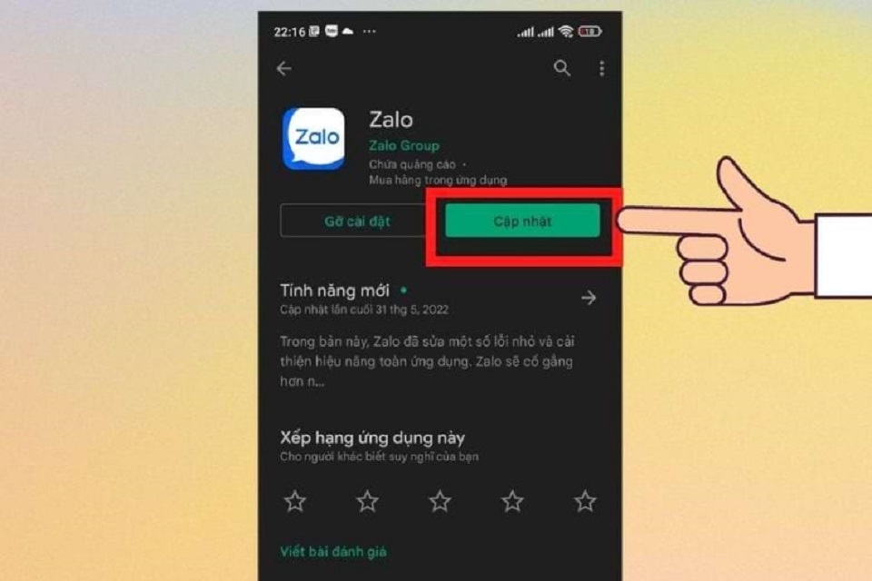 Cập nhật phiên bản zalo mới