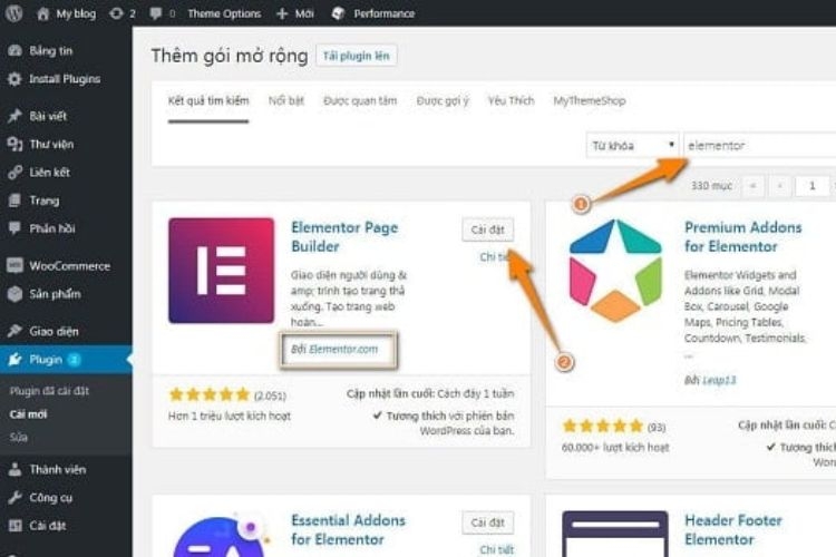 Cách cài đặt Elementor cho Website 1