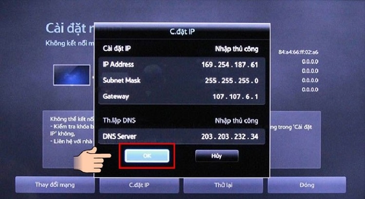 Nhấn nút OK để hoàn tất