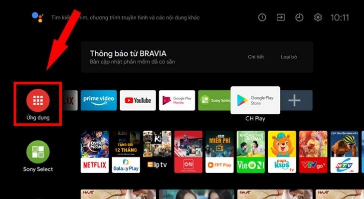 Cách cài đặt YouTube trên tivi Sony 4