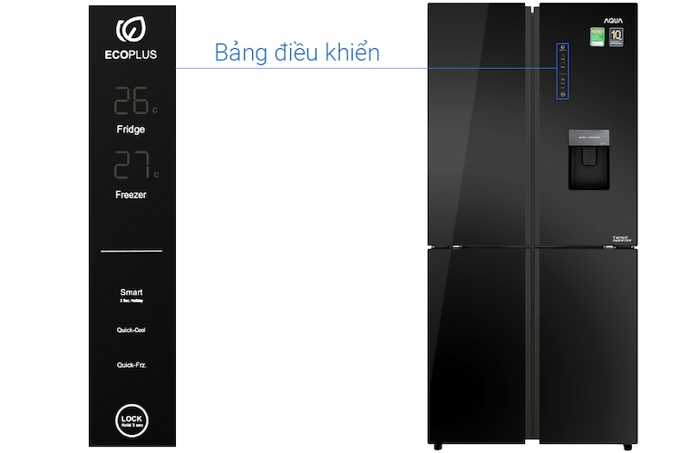 Tủ lạnh nhiều cửa Aqua Inverter 456 lít AQR-IGW525EM GB