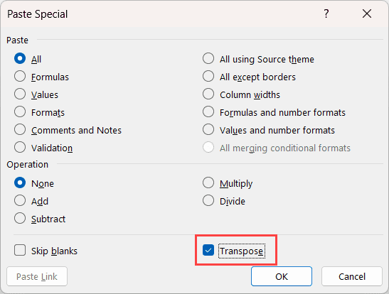 Chuyển cột thành hàng trong Excel (9)