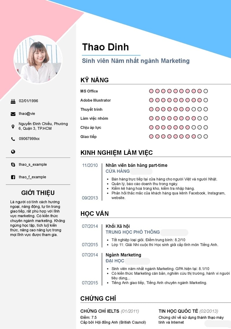 Mẫu CV trên Word cần có những thông tin nào