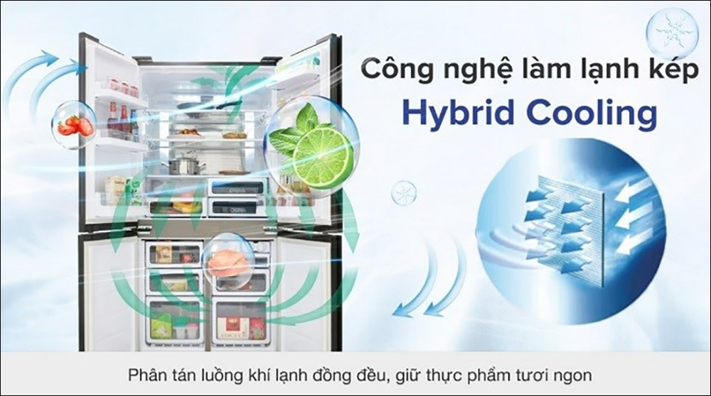 tủ lạnh sharp có khả năng làm lạnh kép Hybrid Cooling