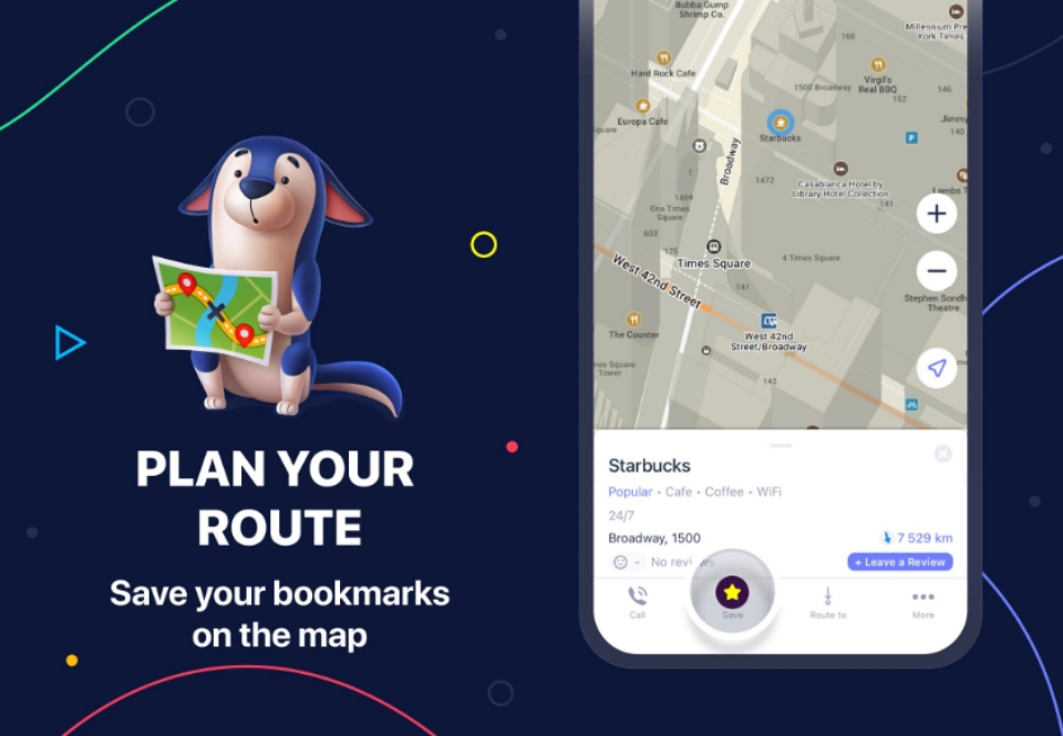 MAPS.ME có tích hợp thông minh với bản đồ ngoại tuyến