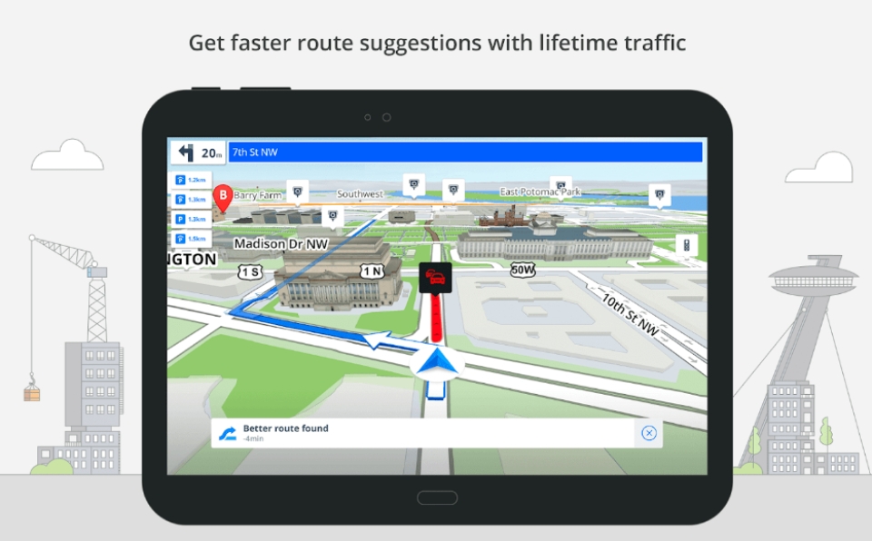 Sygic GPS Navigation & Offline Maps nổi bật với nhiều tính năng điều hướng thông minh