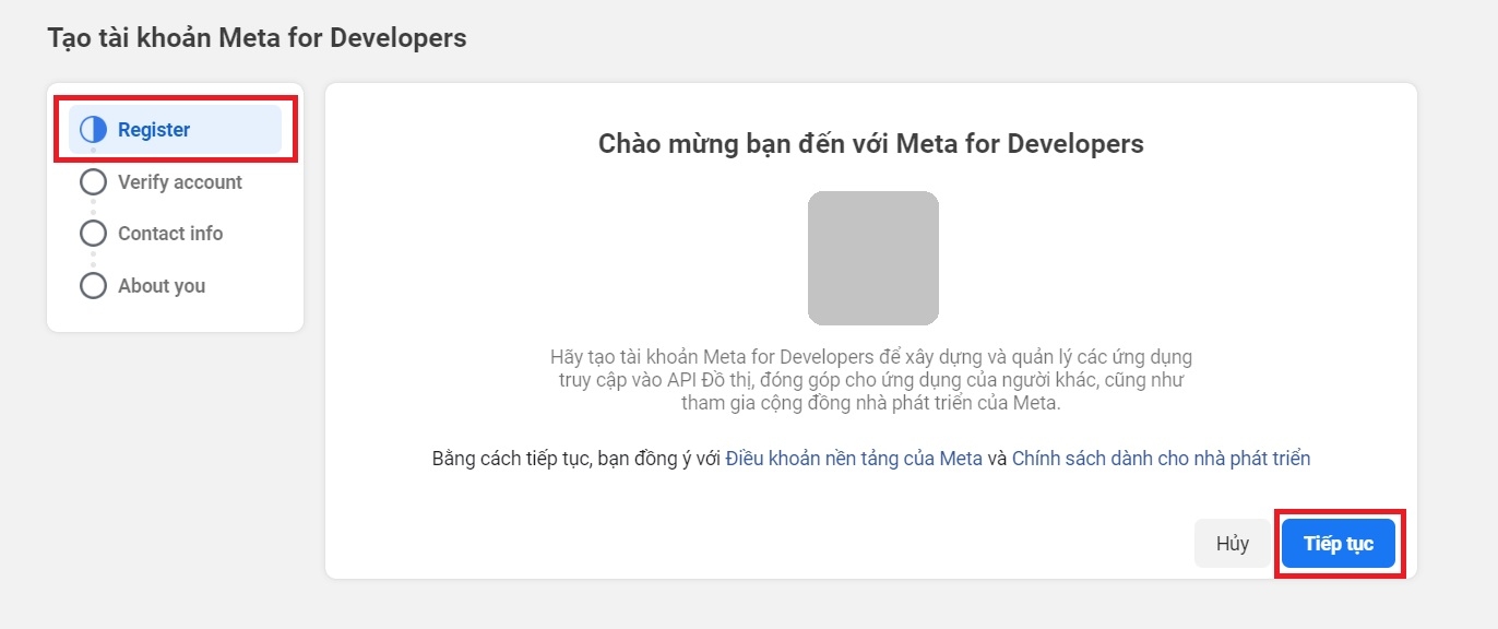 Đăng ký tài khoản Facebook Developer