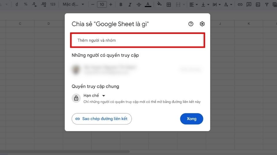 Mở quyền truy cập Google Sheet