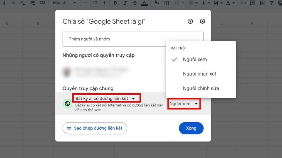 Chỉnh sửa quyền truy cập