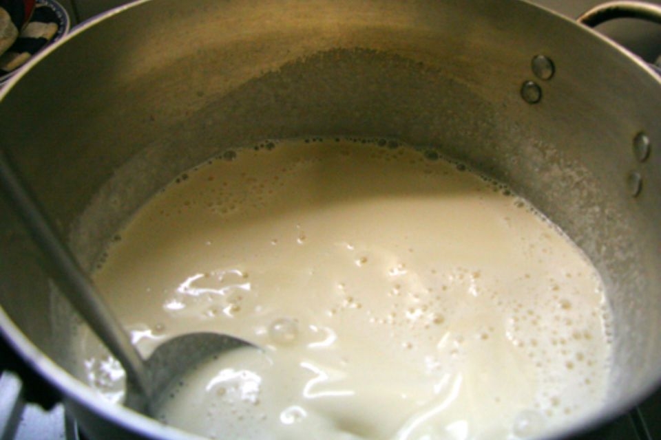 Nấu sữa với đậu xanh