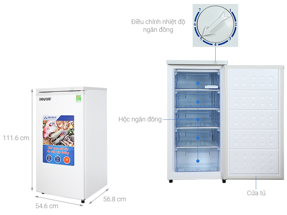 Dung tích chứa của các dòng tủ đông Hòa Phát