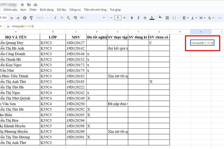 Cách lọc trùng trong Google Sheets (Hình 10)