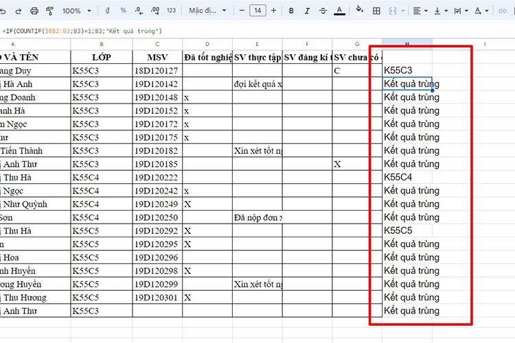 Cách lọc trùng trong Google Sheets (Hình 13)