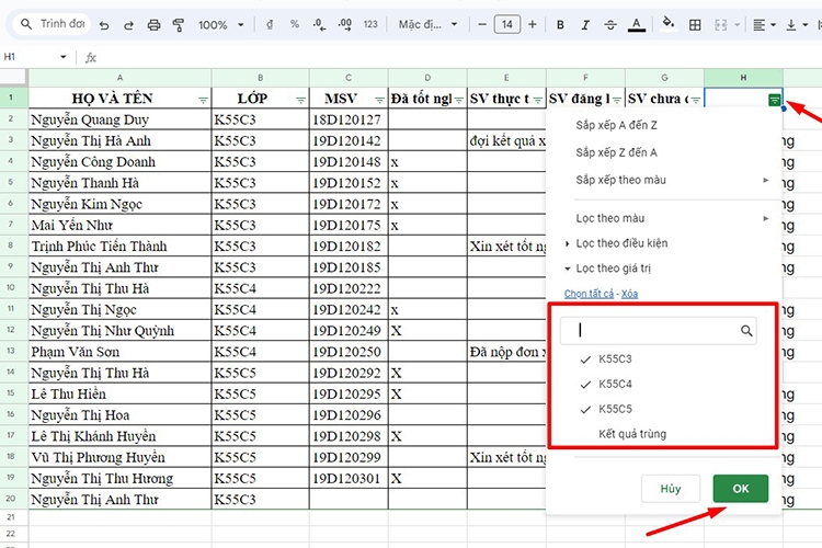 Cách lọc trùng trong Google Sheets (Hình 15)