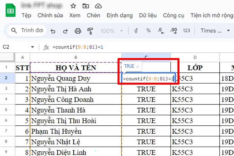 Cách lọc trùng trong Google Sheets (Hình 6)