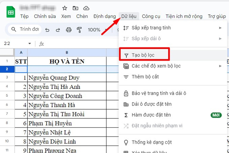 Cách lọc trùng trong Google Sheets (Hình 8)