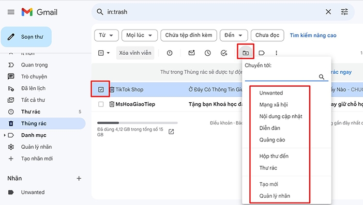 Cách xóa email trên điện thoại, máy tính (hình 14)