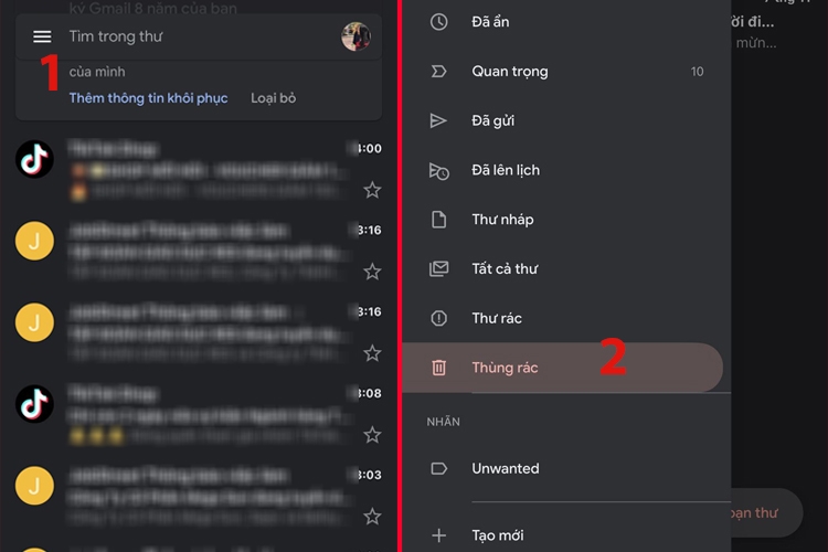 Cách xóa email trên điện thoại, máy tính (hình 5)